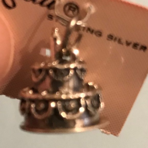 Sterling Silver Leaf Birthday Cake Charm - Picture 4 of 7